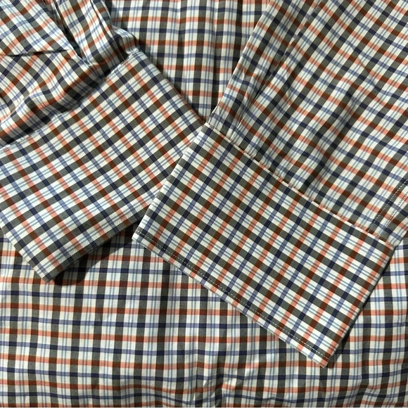 Maker & Company men's small plaid orange and white long sleeve button up - Picture 3 of 5